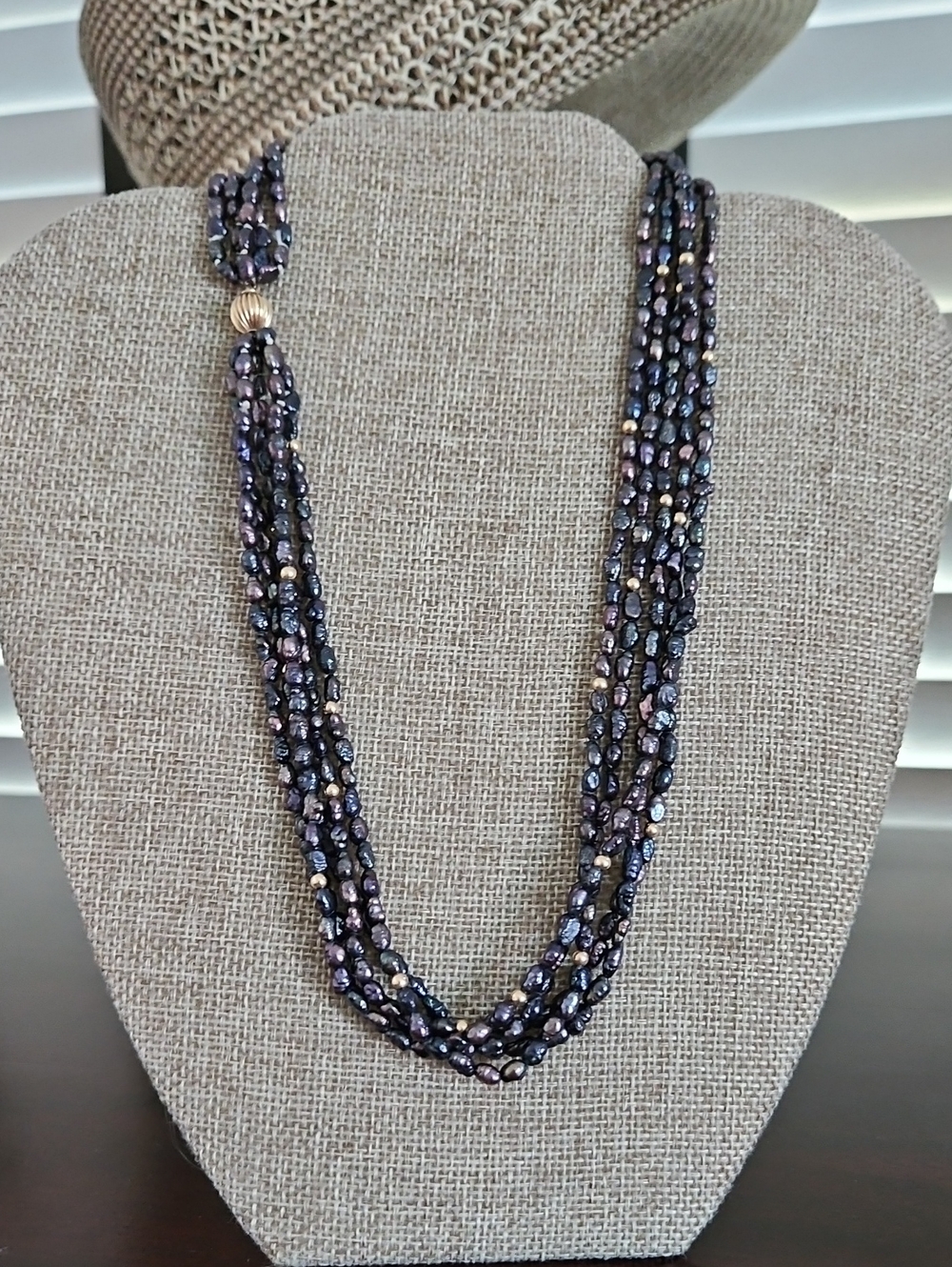 14k Gold And 5 Strand Pearl Necklace